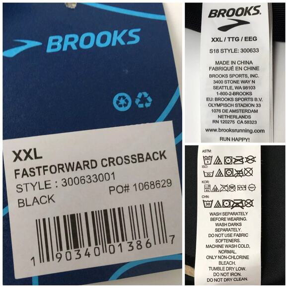 Brooks FastForward Crossback Sports Bra Black Mesh Adjustable Women's Size XXL - Picture 10 of 13